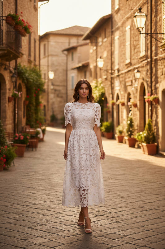 white elegant lace dress for party women
white elegant lace dress for party women