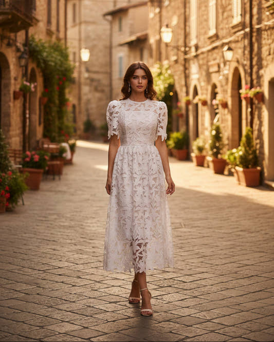 white elegant lace dress for party women
white elegant lace dress for party women