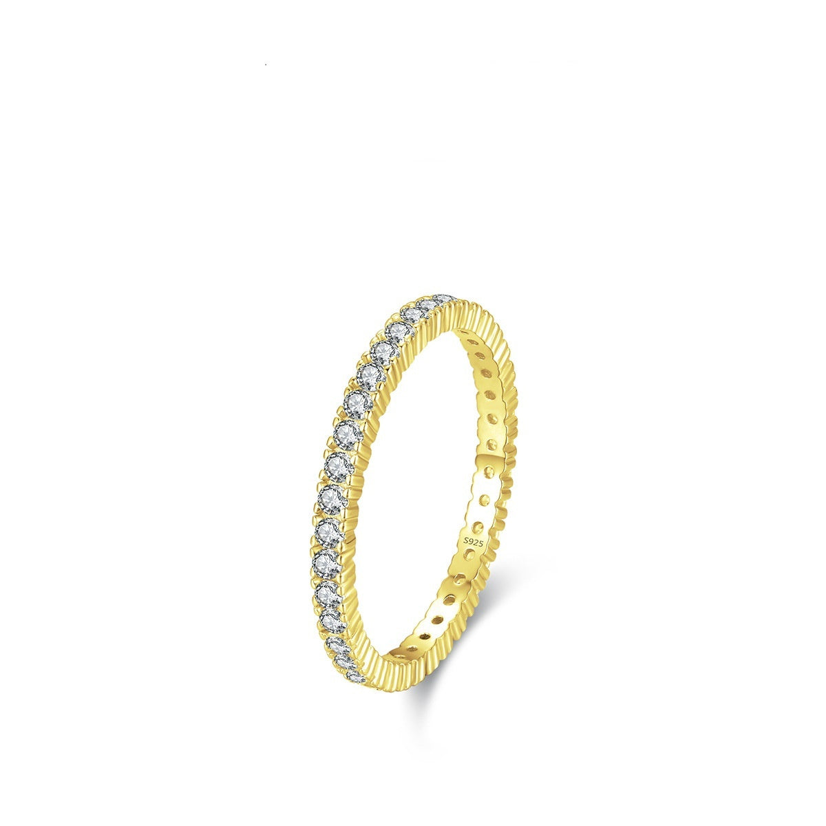 Gold ring with embedded diamonds