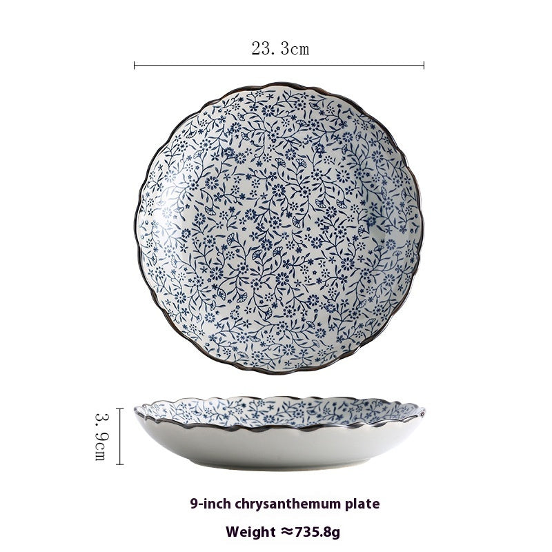 9  inch luxurious blue and white  porcelain plate