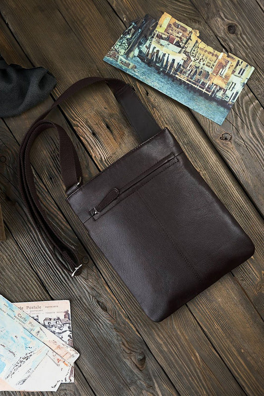Brown and black European leather crossbody bag by Galanter Brown and black European leather crossbody bag by Galanter