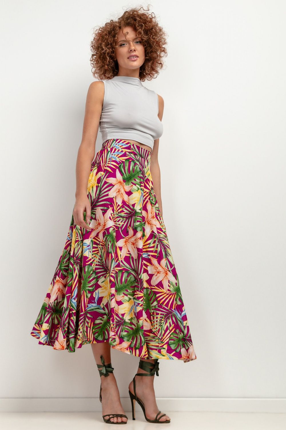 patterned viscose maxi skirt for women