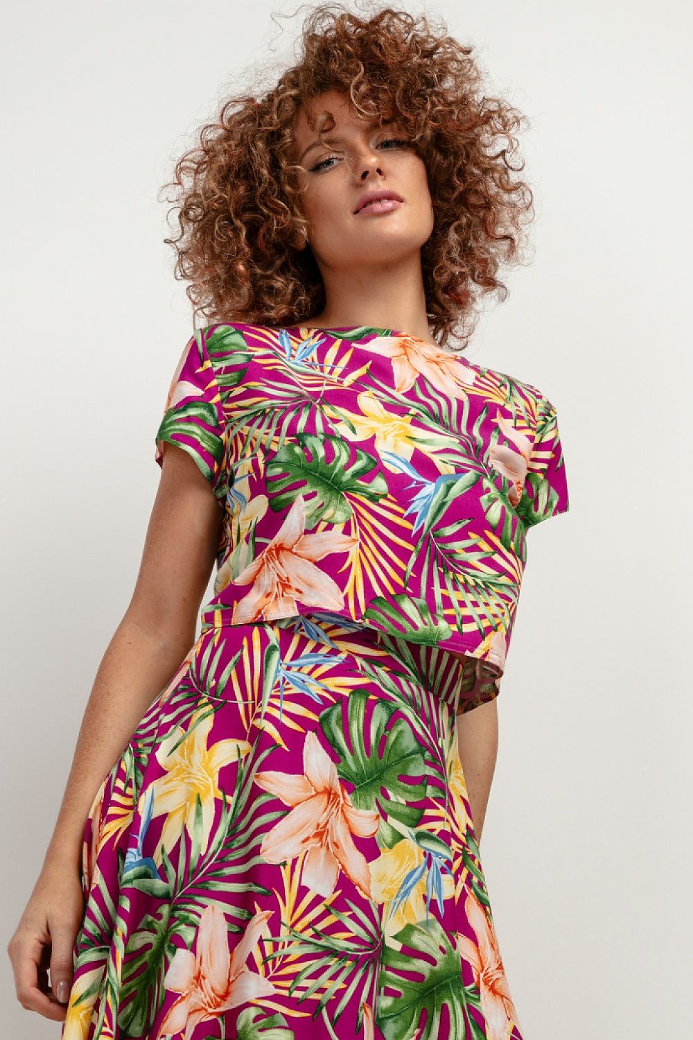 colorful tropical print outfit from Tessira