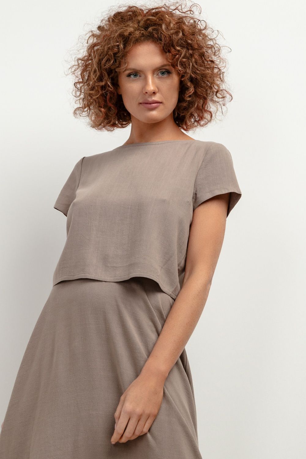 stylish brown linen blouse by Tessita for summer