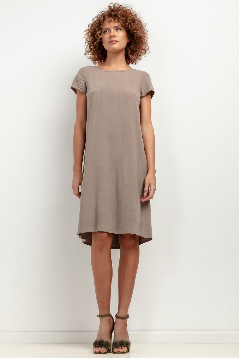 Tessita brown summer dress, breathable linen fabric