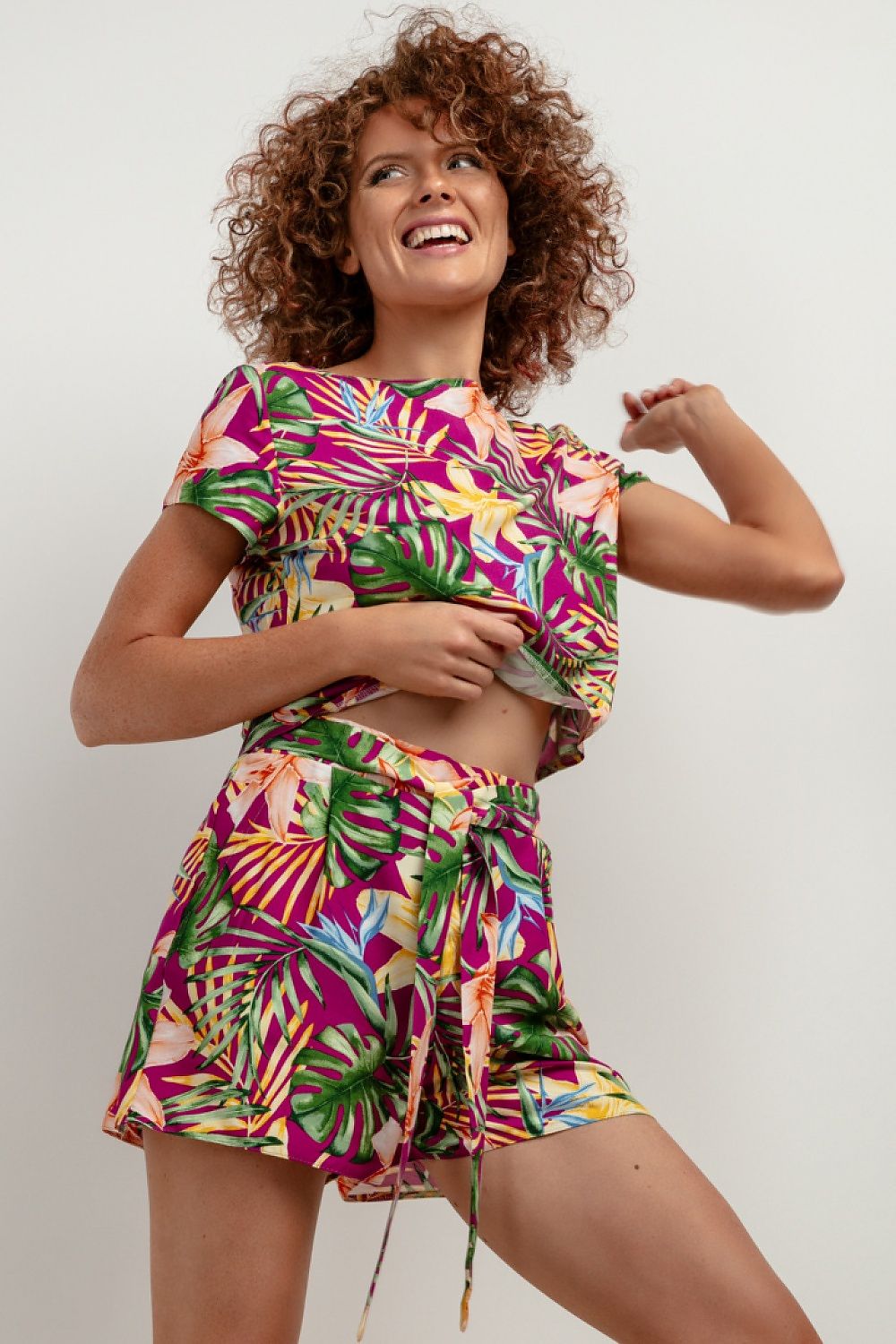 stylish patterned viscose summer shorts for women