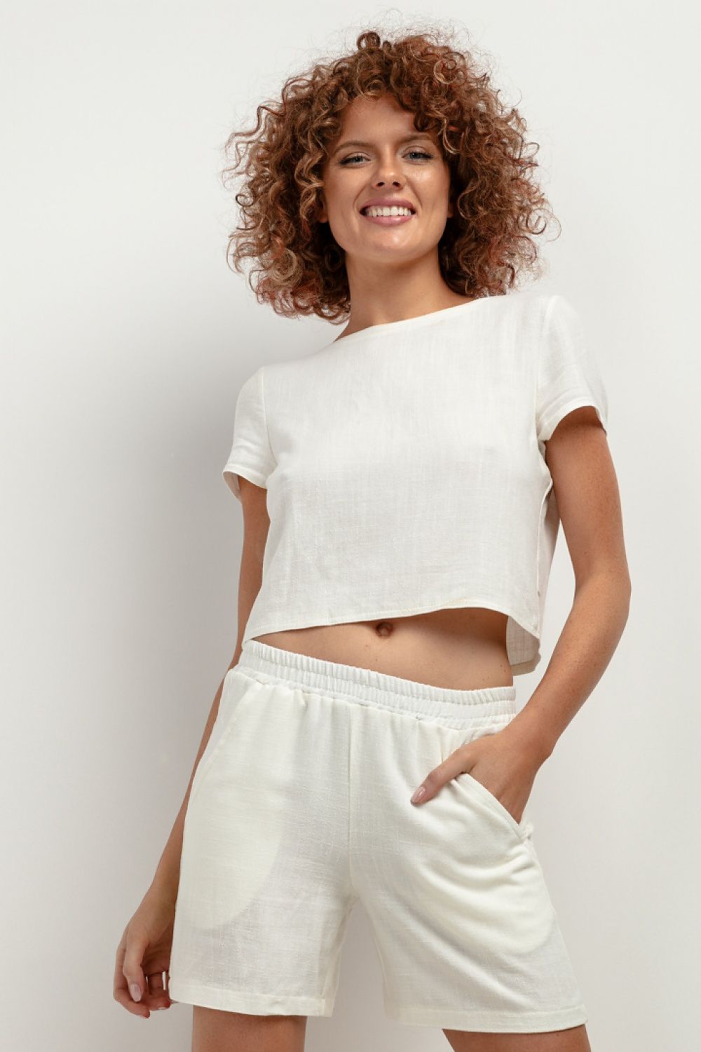 elegant high‑waist linen shorts for women in neutral tones