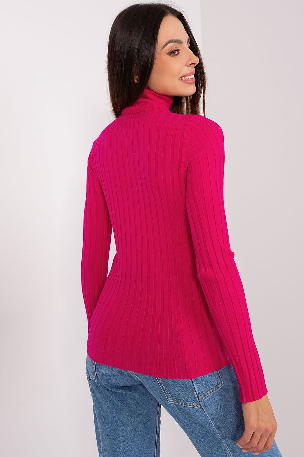 back of a  bright pink sweater