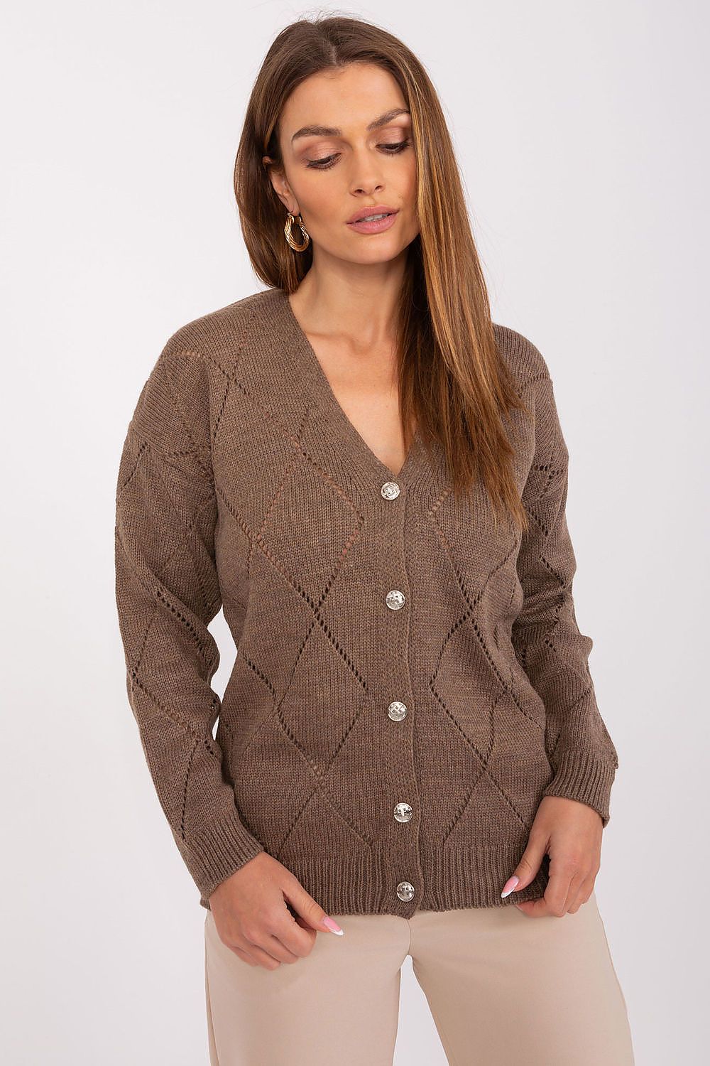brown knitted cardigan