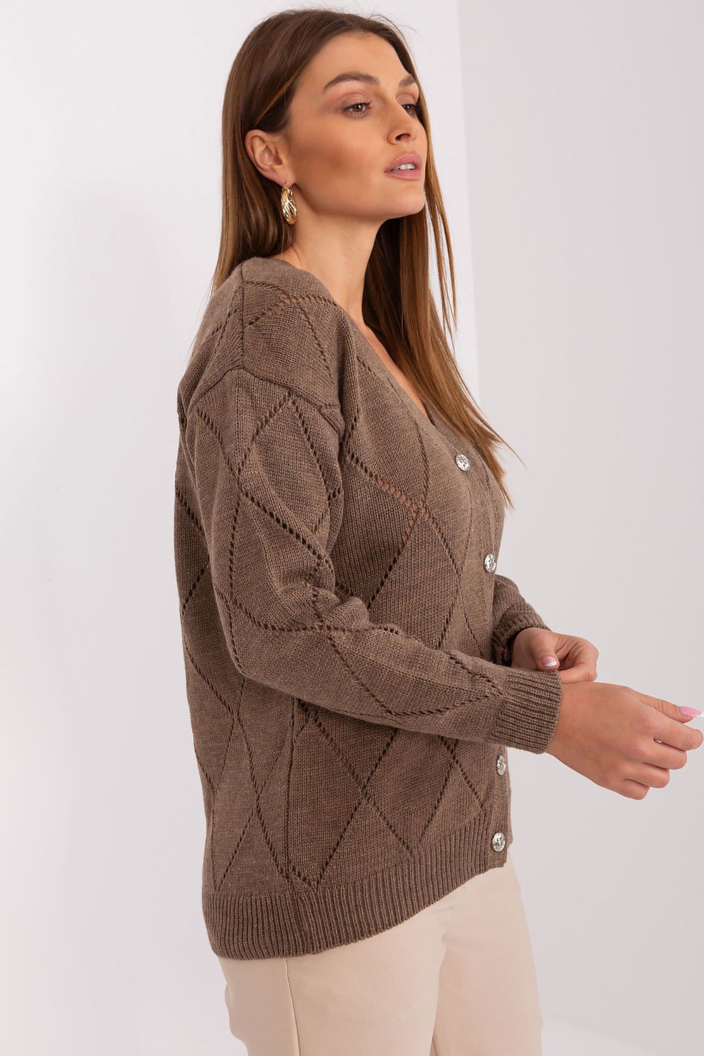 Elegant Women’s Knit brown Cardigan"