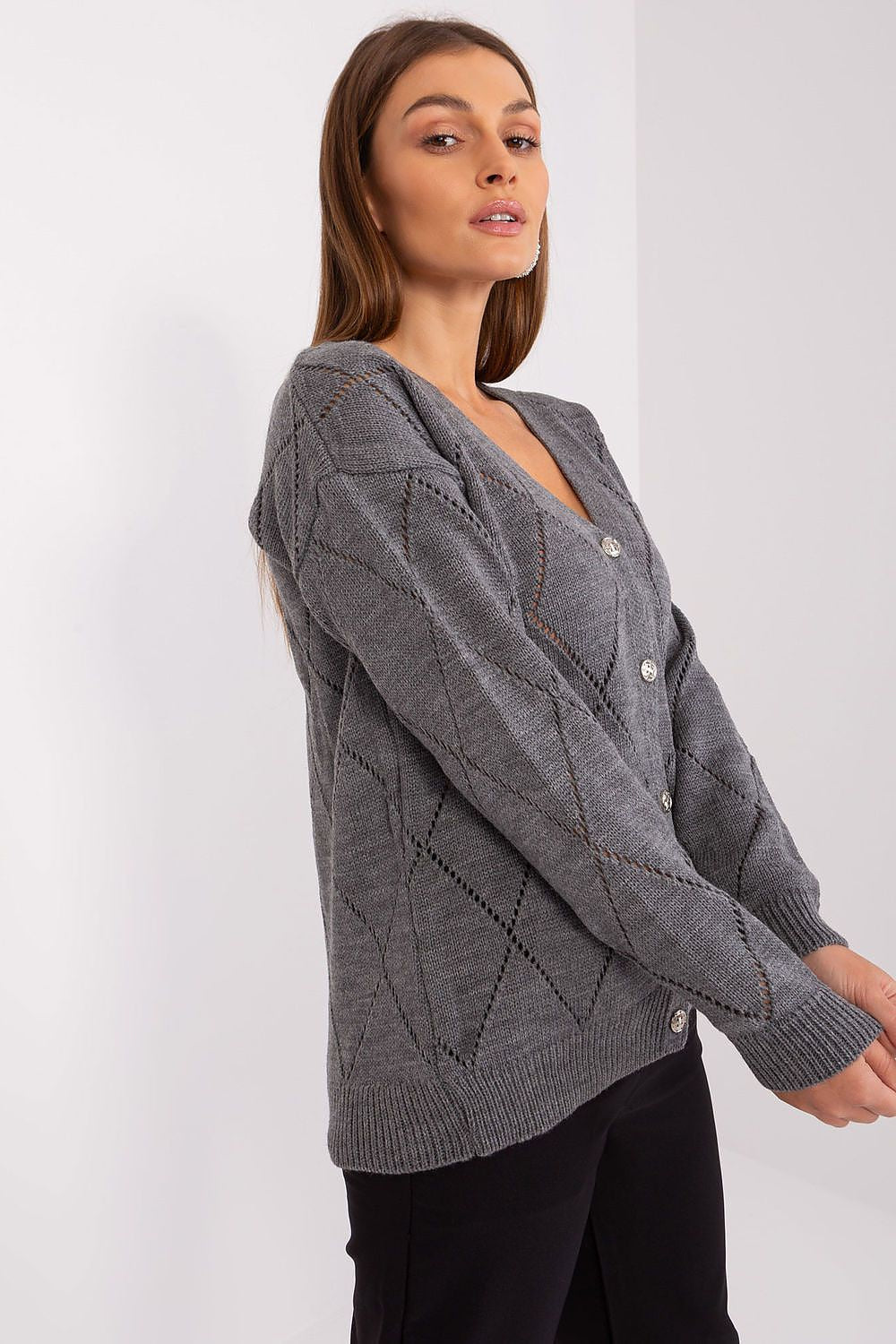 dressy gray knitted cardigan