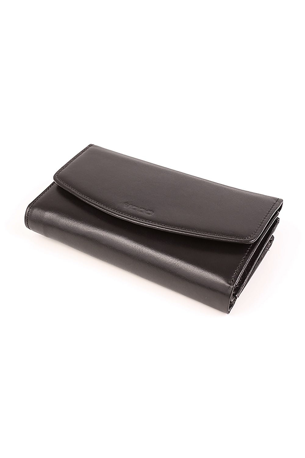 Large women's black leather wallet