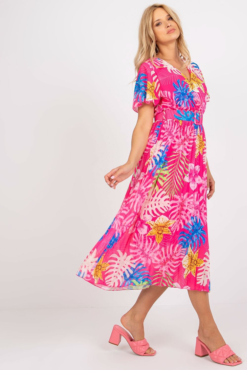 Tropical Print Wrap Maxi Dress – view 3