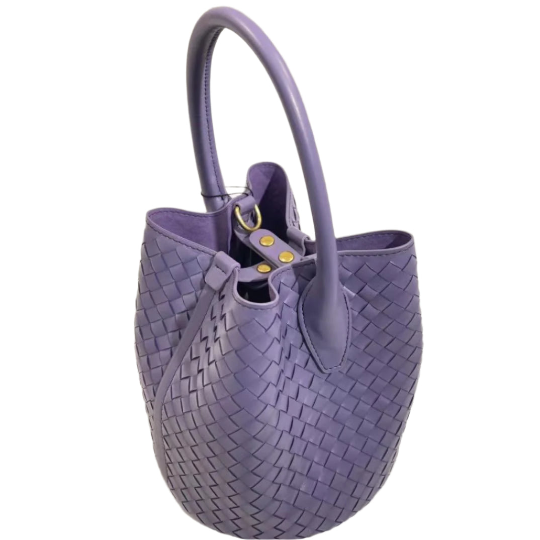 Purple woven handbag