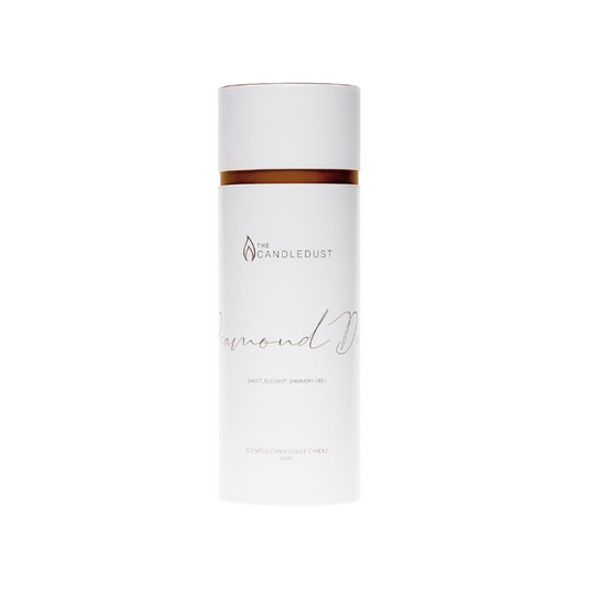 Diamond Dust Powdered Candle in elegant container showing shimmering surface Diamond Dust Powdered Candle in elegant container showing shimmering surface
