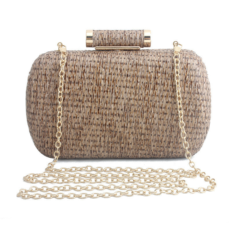 Textured clutch bag with gold chain