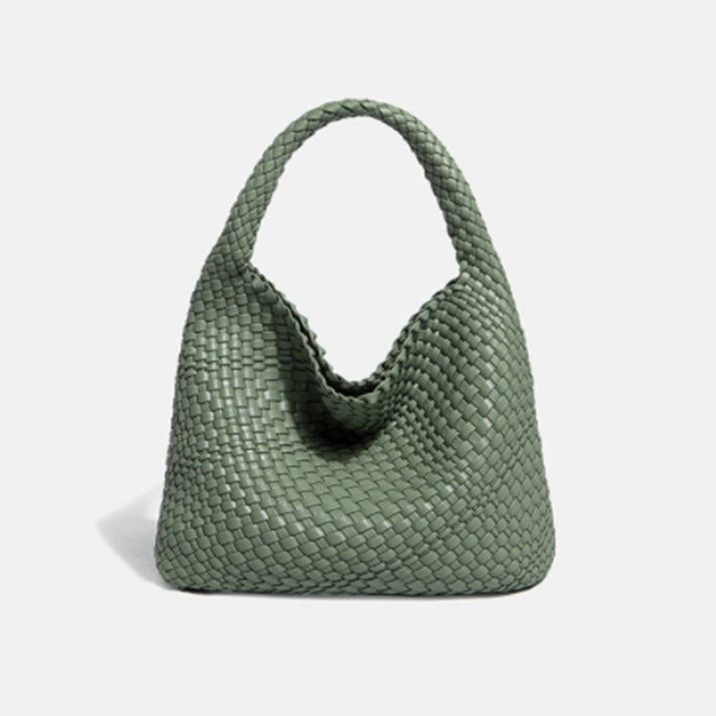 Green woven handbag