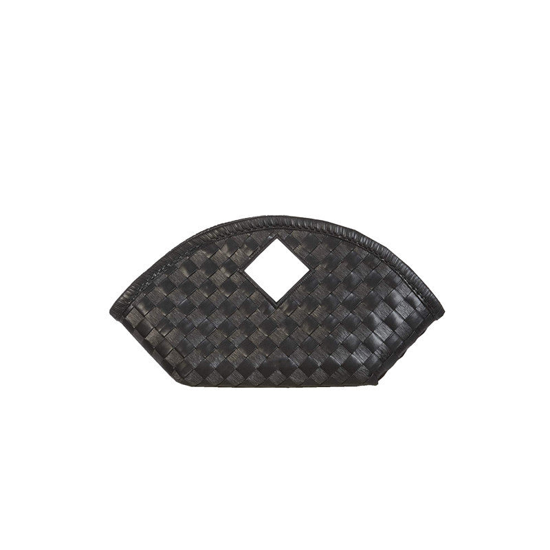 Stylish and trending black woven handbag