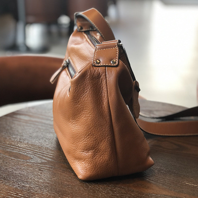 Large-Capacity Minimalist Genuine Leather Shoulder Crossbody Bag – view 7