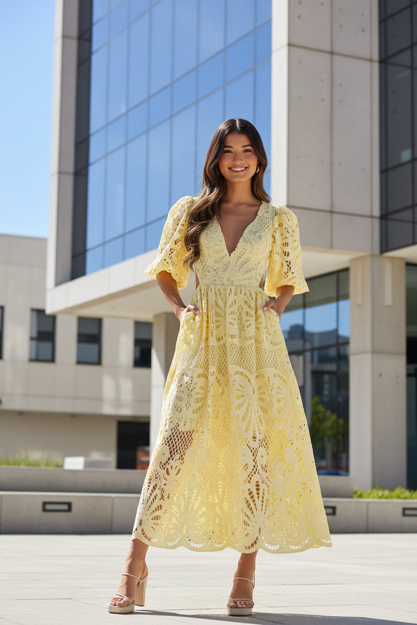 Embroidered Lace White Eyelet Cocktail dress from Uplift Luxe