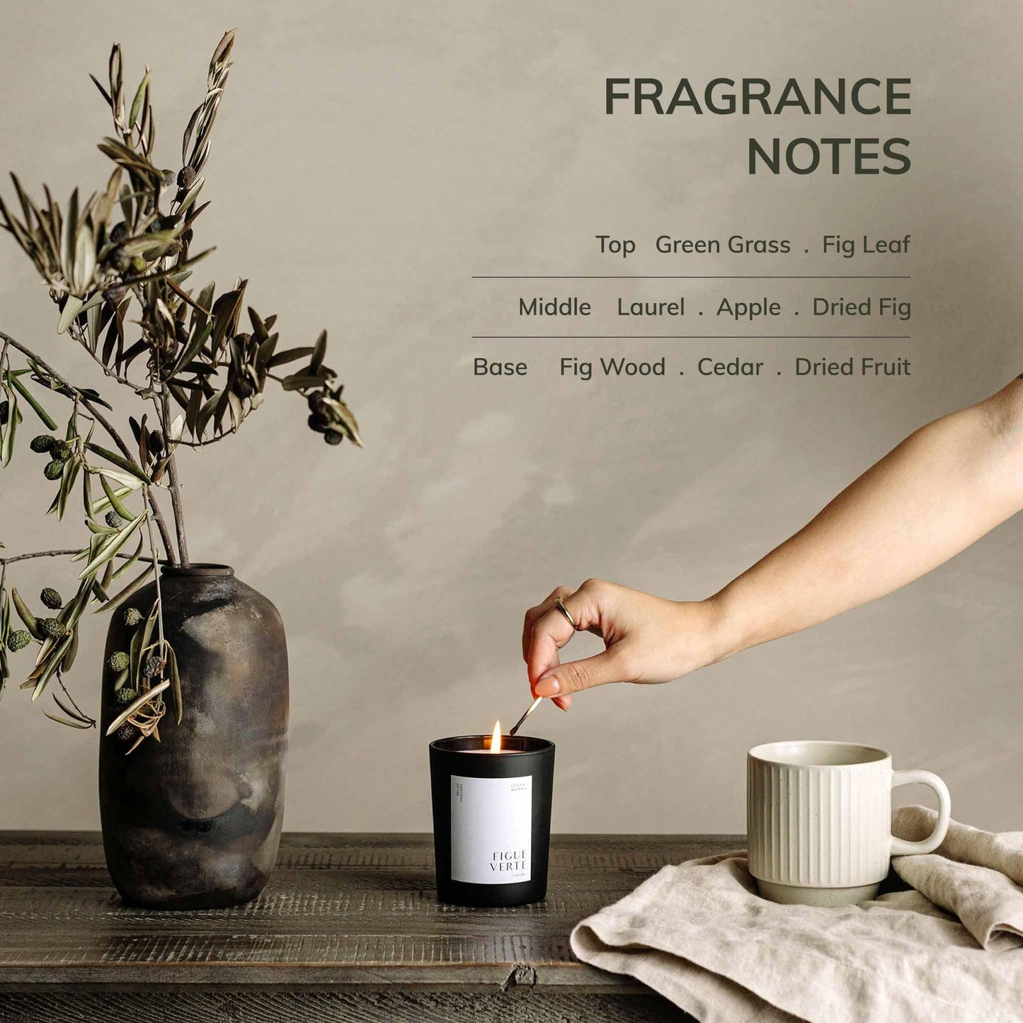 Candle  Figue Verte being lit