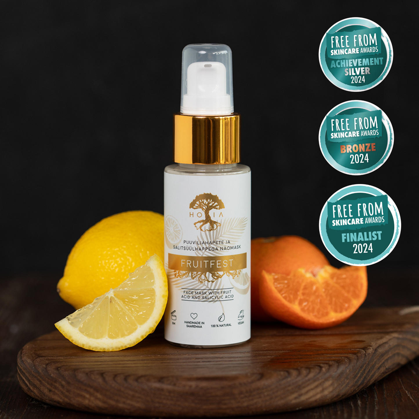 Vegan and fragrance-free Fruitfest exfoliating mask with hyaluronic acid