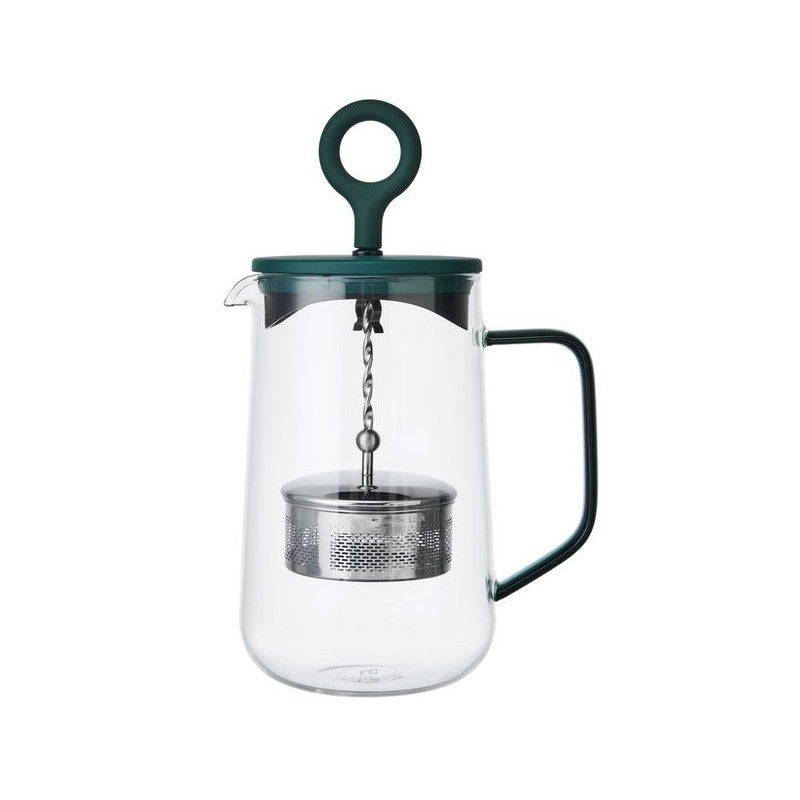 La Cafetière glass tea infuser with green plunger, 1.25L capacity
