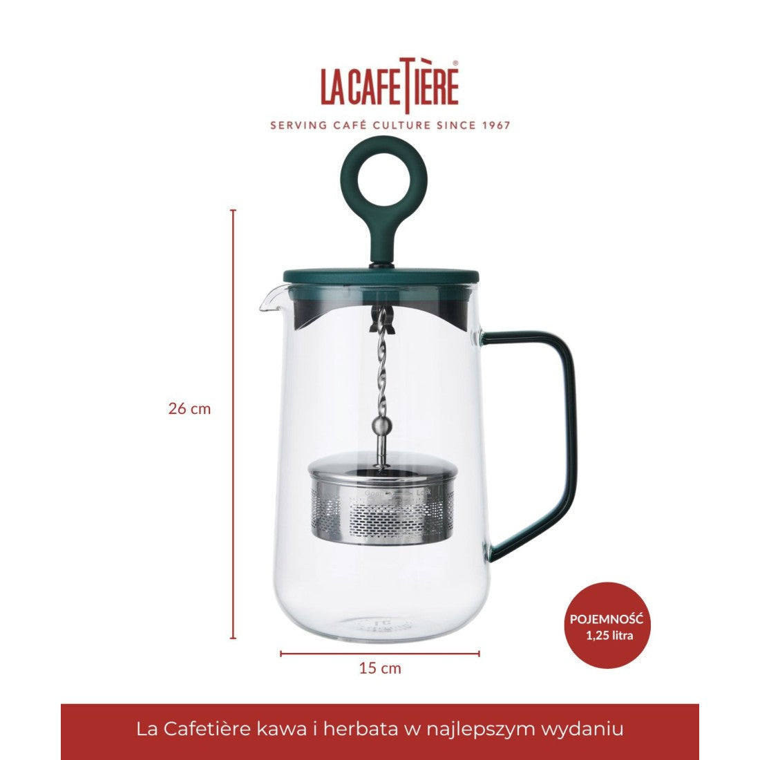 Borosilicate glass infuser displaying brewing process