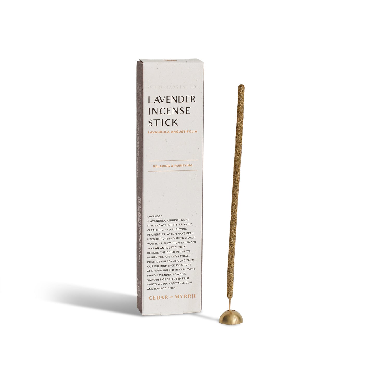 Lavender incense stick with packaging on a white background
