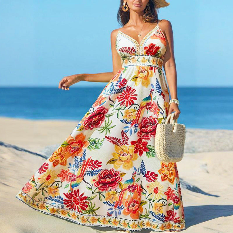 Floral chiffon maxi dress for beach wedding — women's summer guest dress from Uplift Luxe
