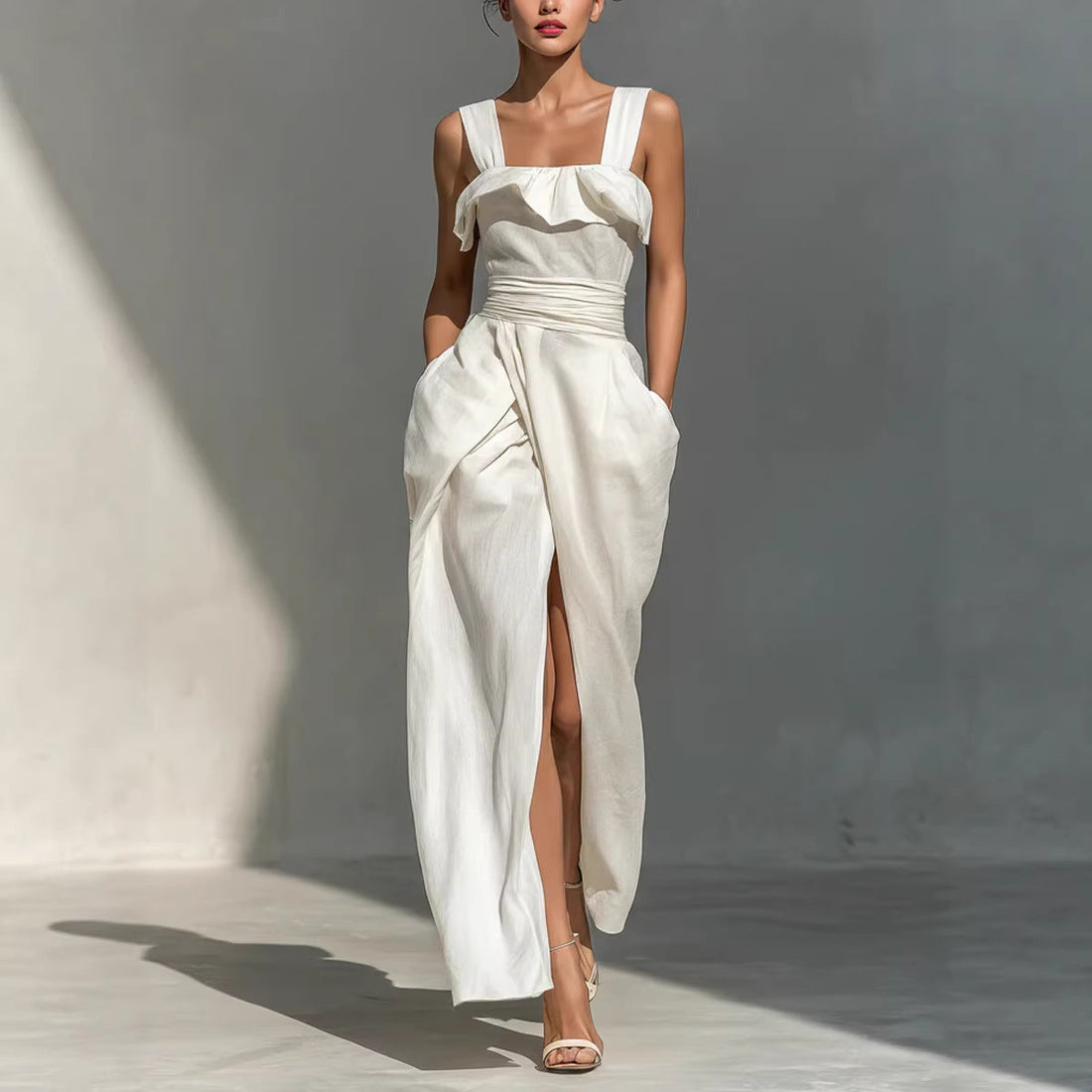 woman wearing a casual white dress  