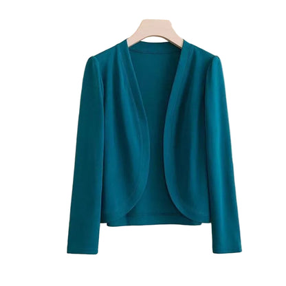 Slim fit short cardigan in lake blue — lightweight layering piece for women
