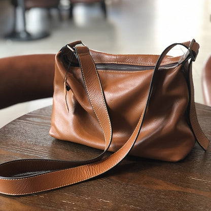 Slouchy Genuine Leather Shoulder Bag