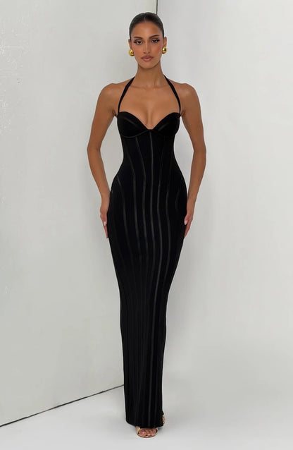 Corset Halter Fishtail Maxi Gown