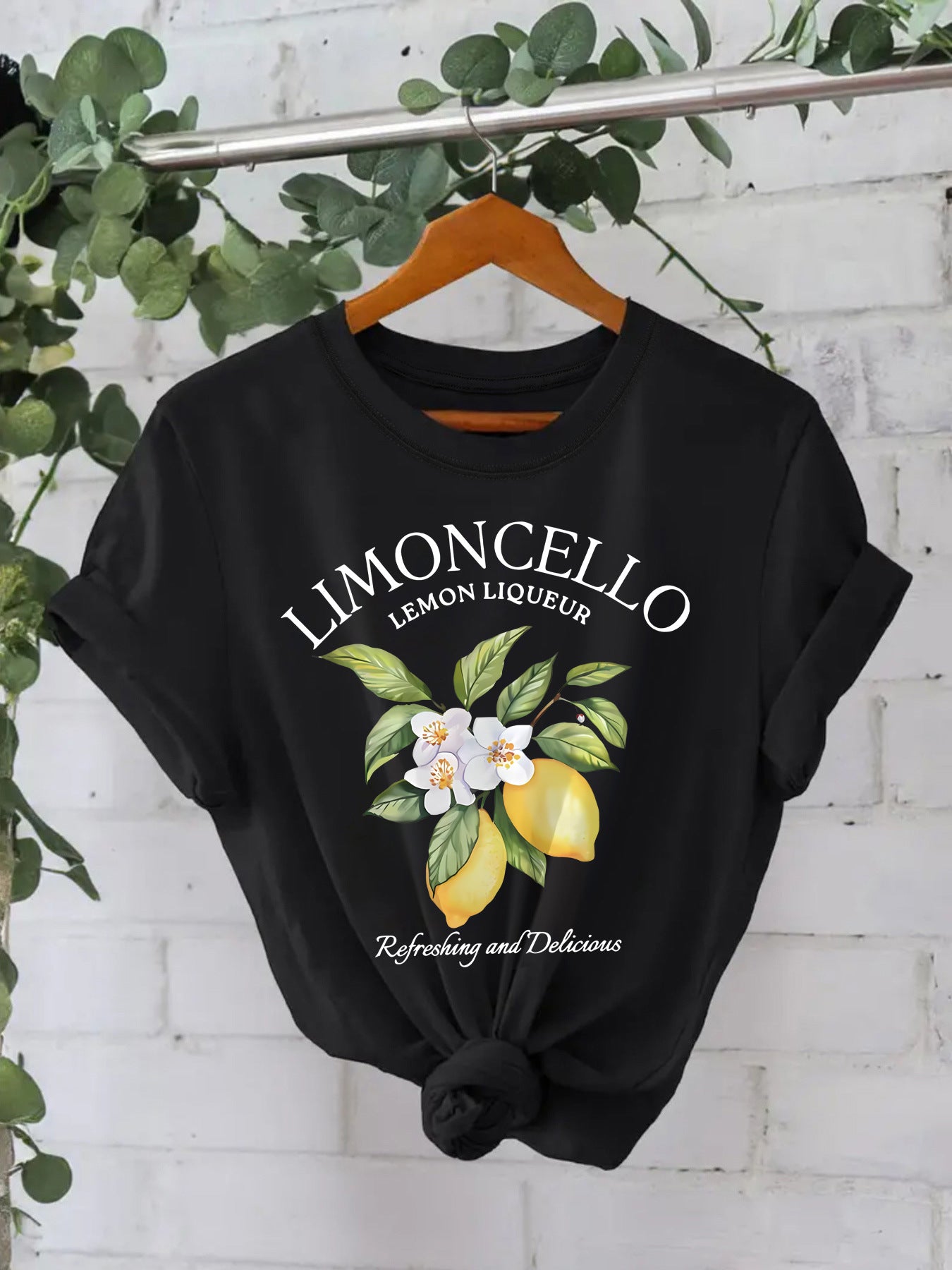 Black t-shirt with limoncello lemon liqueur design 