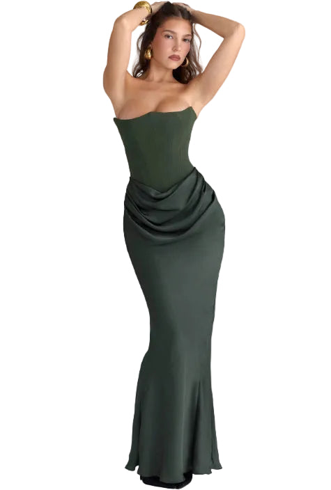 ruched hip satin maxi dress women formal
best corset dress for date night women

