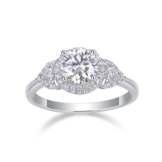 Large Moissanite Wedding Ring Sterling Silver Bridal ring from Uplift Luxe