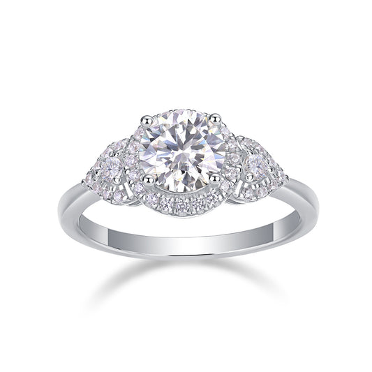 Large moissanite diamond wedding ring sterling silver
