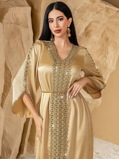 Embellished Satin Kaftan Abaya 