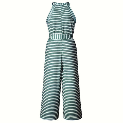 Sleeveless striped jumpsuit perfect for summer outings and casual wear

