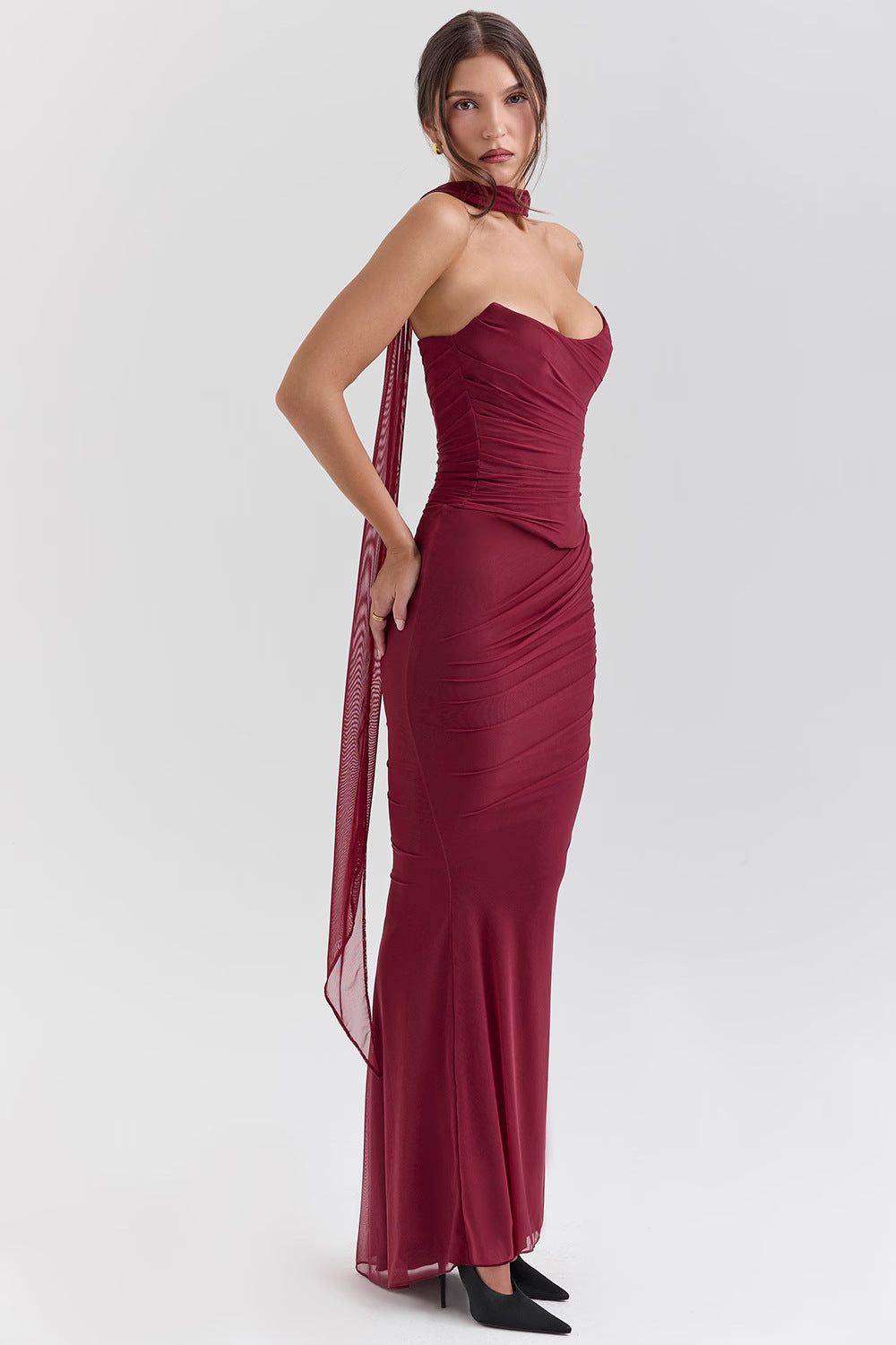 Spaghetti strap formal dress elegant maxi for special occasion and prom

