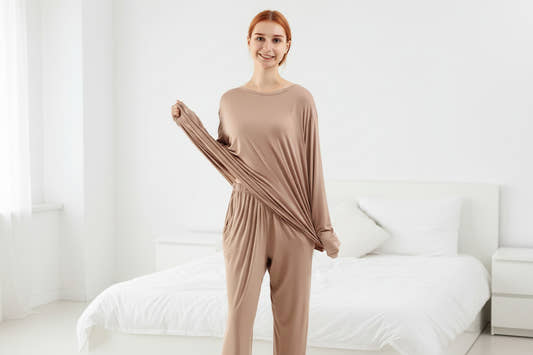 Women's bamboo loungewear set plus size 3XL-7XL elastic waist pants home wear

