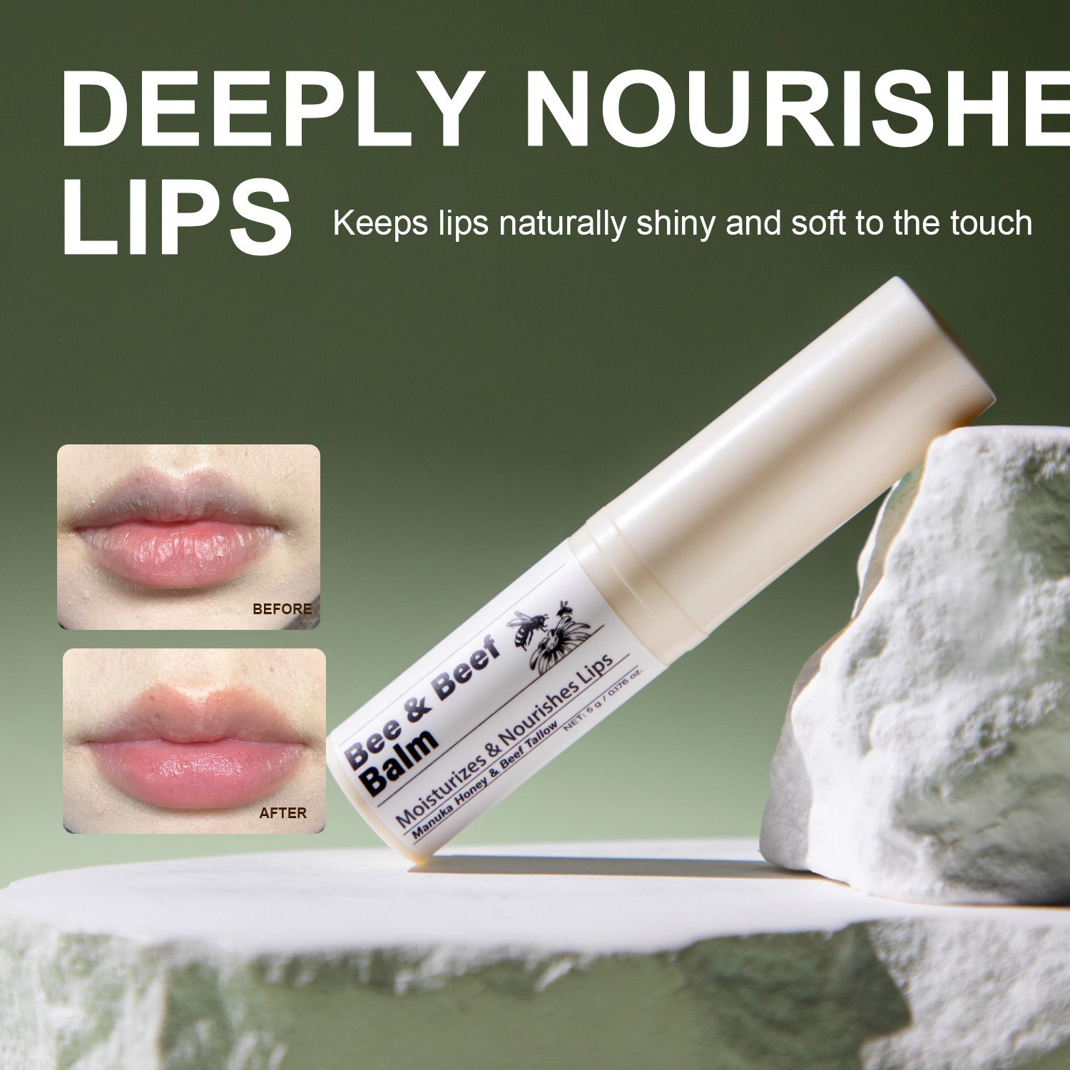 Organic tallow lip moisturizer with deep hydration