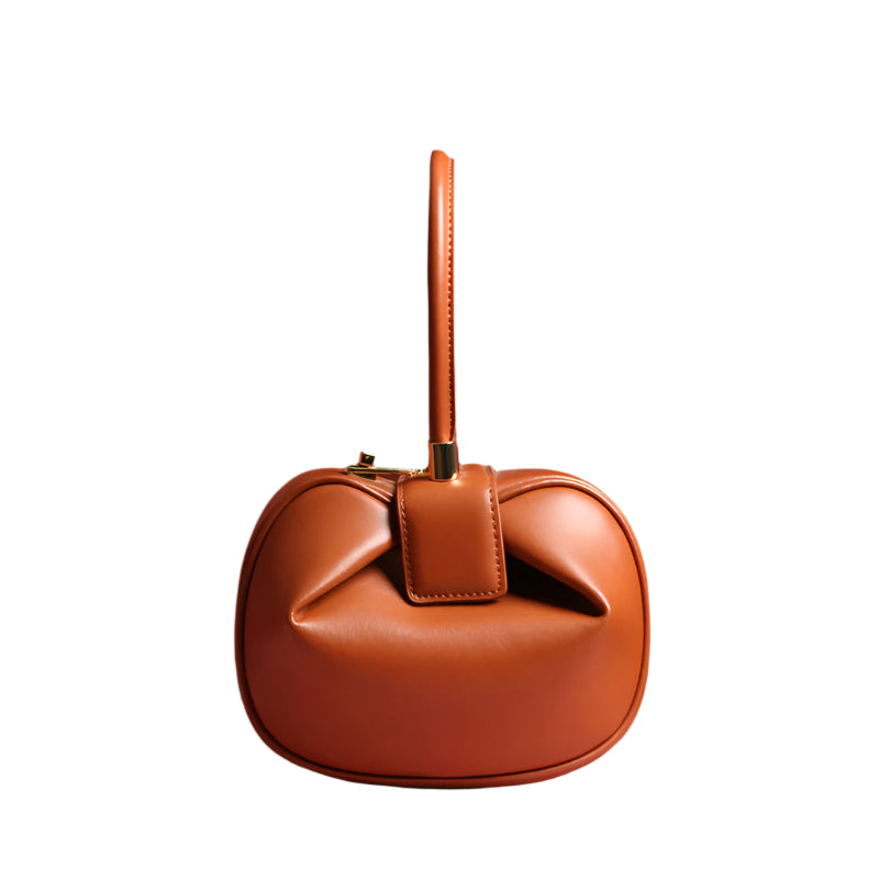 Brown leather modern handbag 