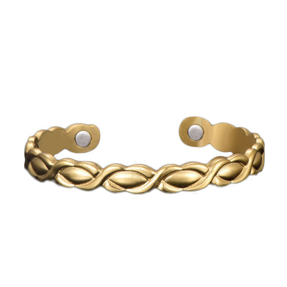 European geometric bracelet with embedded magnets for holistic wellness support

