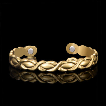 Copper wellness bracelet magnetic therapy jewelry with figure eight design

