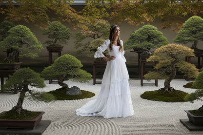 Modest long sleeve lace wedding gown for church and winter ceremonies
I