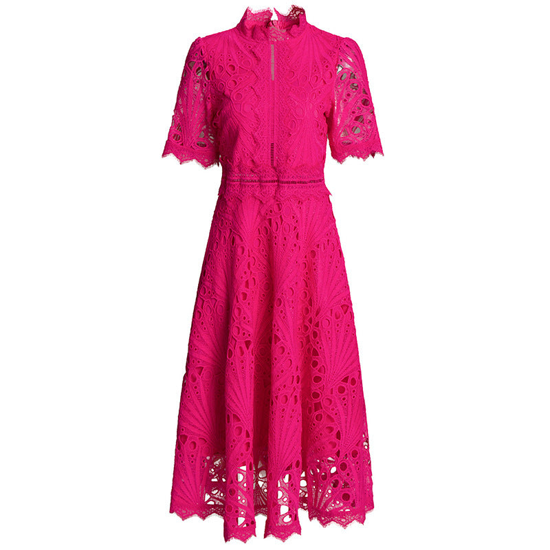 short sleeve dress with retro silhouette and cinched waistline
