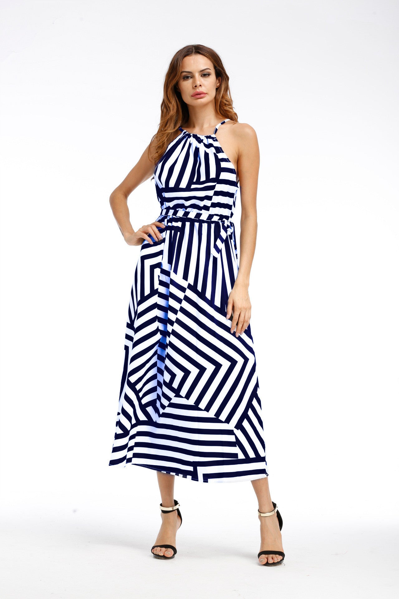 floaty printed maxi dress elastic waist inclusive sizing
