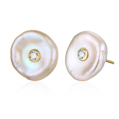 Pearl Stud Earrings with Zircon Stones Gold or Silver earrings from Uplift Luxe